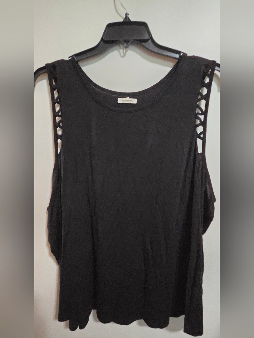 Maurices Black Tank with Lattice Shoulder Detail